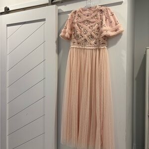 Needle & Thread Blush Pink Embellished Tulle Maxi Dress